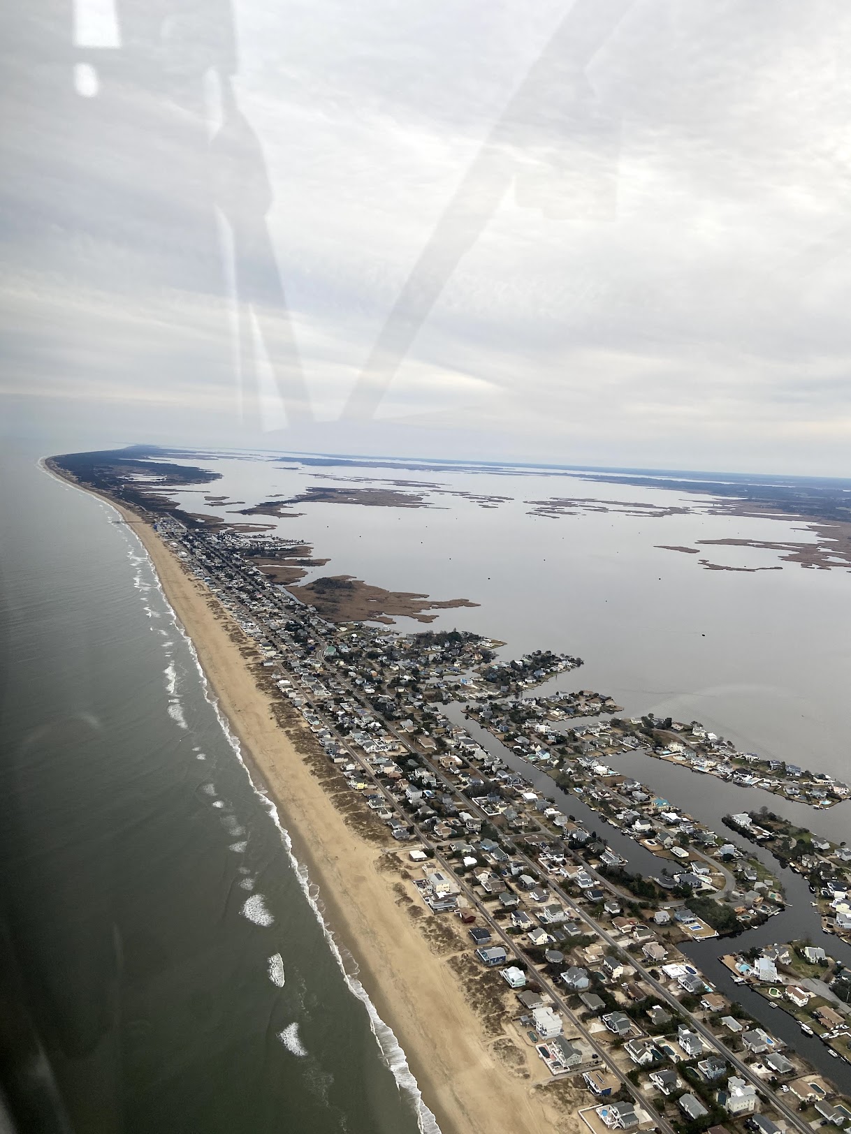 Aerial view of Sandbridge Beach and Back Bay